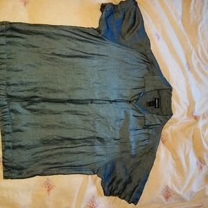 Grey silver short sleeve button up